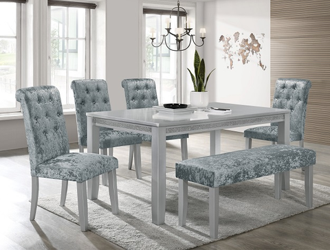 2161-6P VELA DINING TABLE WITH 4 CHAIRS AND BENCH