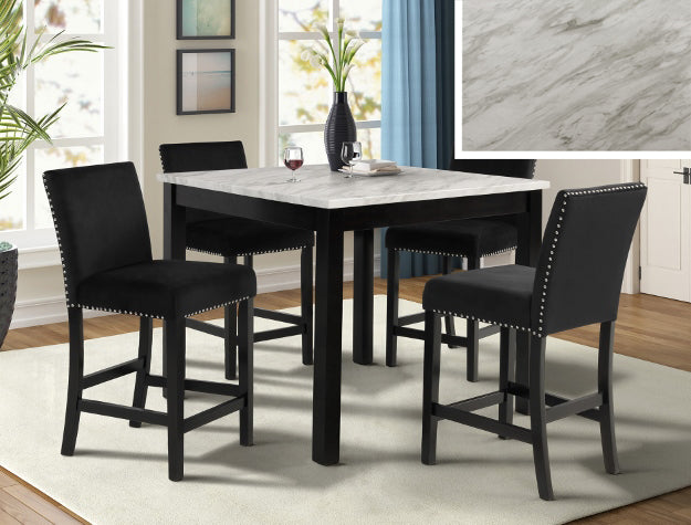 1715SET - LENNON 5-PC COUNTER HEIGHT SET WITH BLACK VELVET CHAIRS