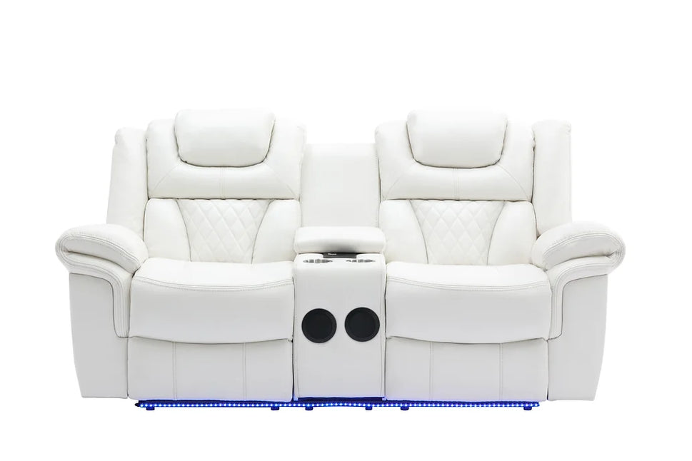 S2020 PARTY TIME WHITE RECLINING  SET AVAILABLE AS 2 PIECE OR 3 PIECE