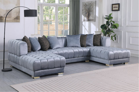 S8155 DASHA GREY VELVET SECTIONAL