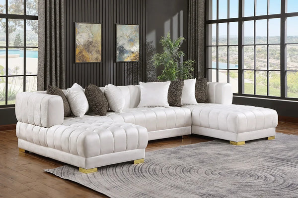 S8155 DASHA WHITE VELVET SECTIONAL