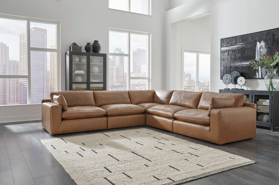 ASHLEY 309-015 PIECE GENUINE LEATHER SECTIONAL SET