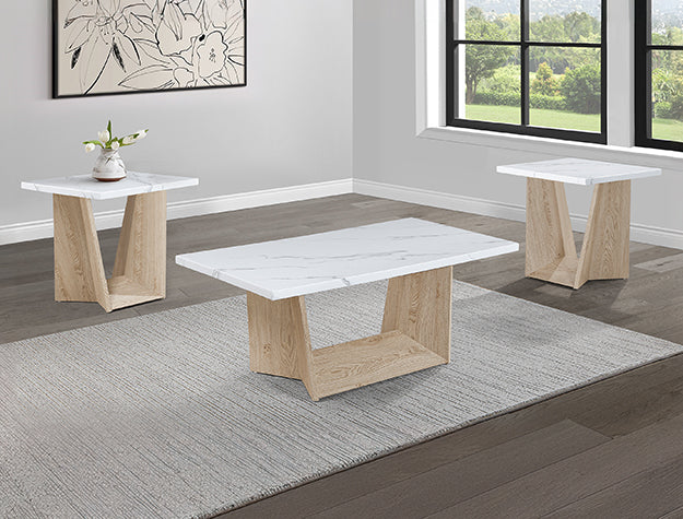 4226WO-SET ADEA 3 PIECE COCKTAIL TABLES SET IN WHITE OAK COLOR