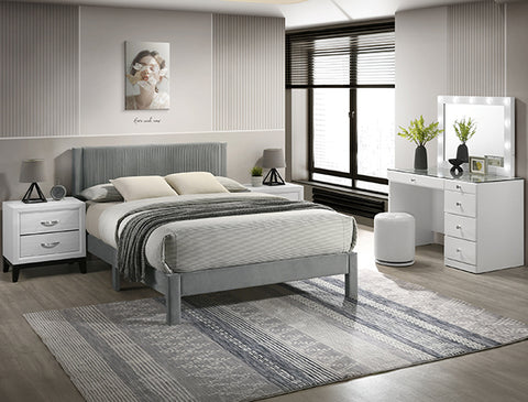 5097LG LUCIA BED FRAME LIGHT GRAY AVAILABLE IN TWIN FULL AND QUEEN SIZES