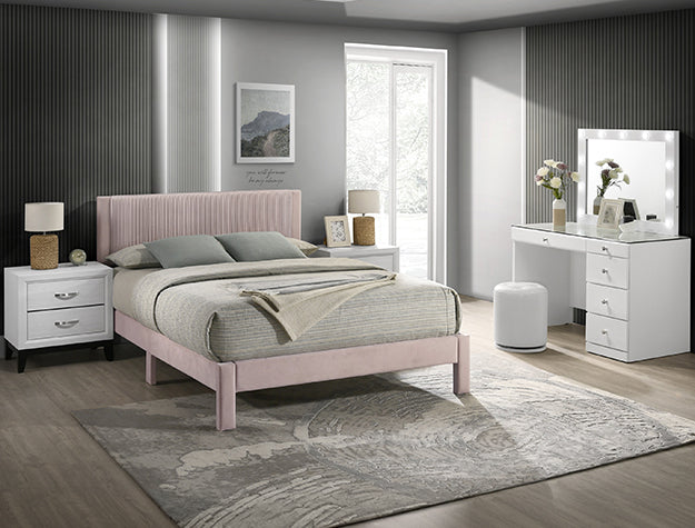 5097PK LUCIA BED FRAME PINK AVAILABLE IN TWIN, FULL AND QUEEN SIZES