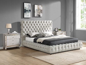 5112DV-ALL FLORY DOVE GRAY PLATFORM BED AVAILABLE IN QUEEN AND KING SIZES NIGHTSTAND ALSO AVAILABLE