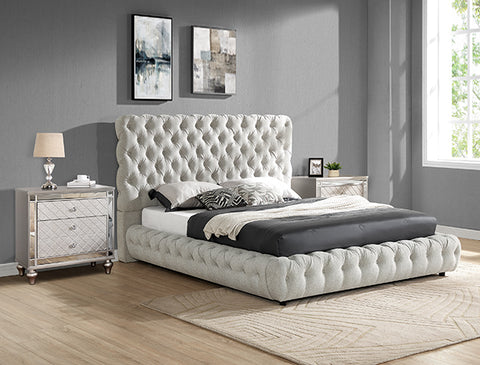 5112DV-ALL FLORY DOVE GRAY PLATFORM BED AVAILABLE IN QUEEN AND KING SIZES NIGHTSTAND ALSO AVAILABLE