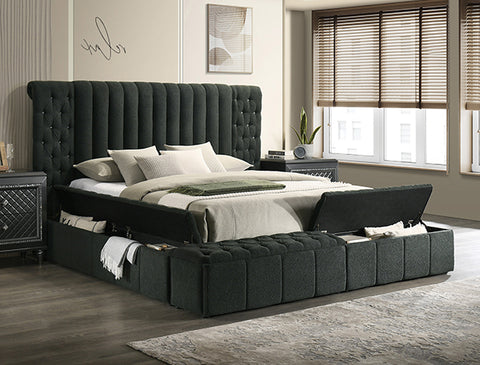 5201WH-ALL DANBURY CHARCOAL BED AVAILABLE IN QUEEN AND KING SIZES