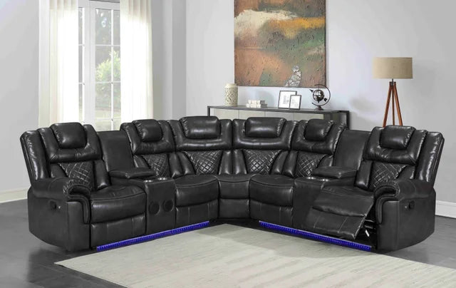 Alexa2023 Reclining Sectional available in Black, Brown, Grey and White