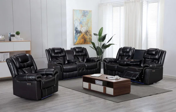 Alexa 3PC Power Reclining Set Available in Black, Brown and White