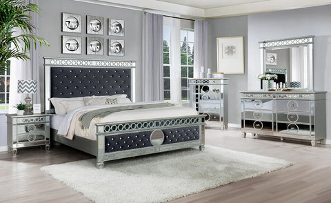 B1852 BELLA (GREY VELVET) BEDROOM SET AVAILABLE IN QUEEN AND KING SIZES AS 4 PC 0R 5 PC SET