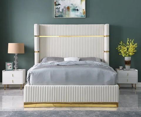 B786 ASPEN CREAM PLATFORM BED AVAILABLE IN QUEEN AND KING SIZES