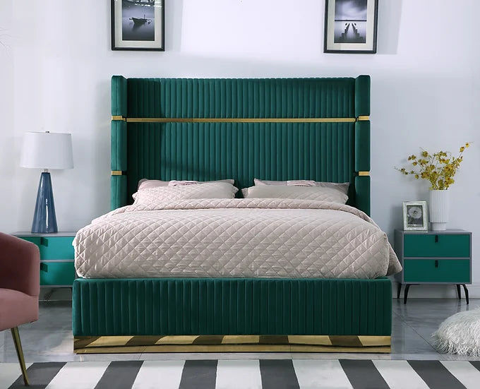 B786 ASPEN GREEN PLATFORM BED AVAILABLE IN QUEEN AND KING SIZES