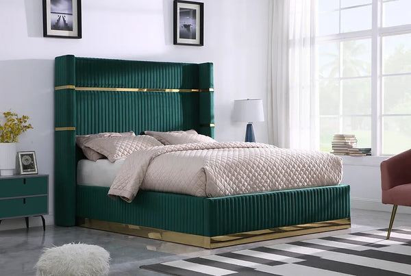 B786 ASPEN GREEN PLATFORM BED AVAILABLE IN QUEEN AND KING SIZES