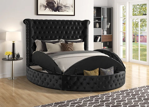 B8009 LUX II BLACK BED WITH USB CHARGER AND STORAGE AVAILABLE IN QUEEN AND KING SIZES