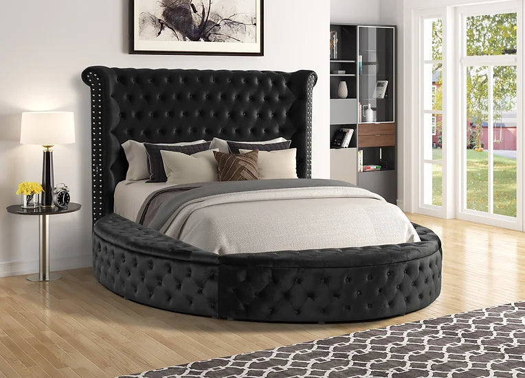 B8009 LUX II BLACK BED WITH USB CHARGER AND STORAGE AVAILABLE IN QUEEN AND KING SIZES