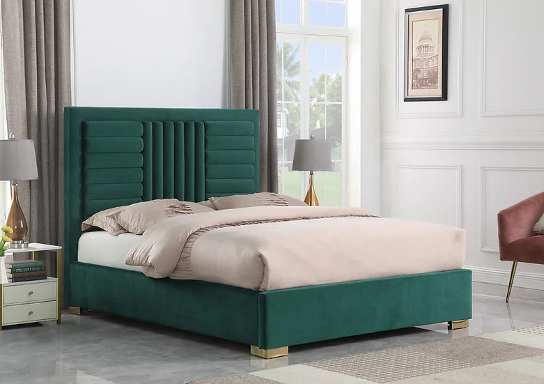 B820 ANITA GREEN PLATFORM BED AVAILABLE IN QUEEN AND KING SIZES