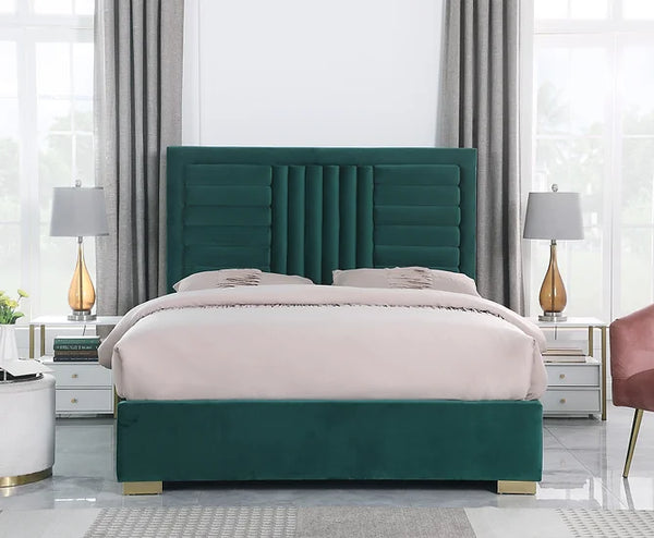 B820 ANITA GREEN PLATFORM BED AVAILABLE IN QUEEN AND KING SIZES