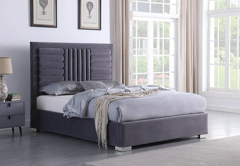 B820 ANITA GREY PLATFORM BED AVAILABLE IN QUEEN AND KING SIZES