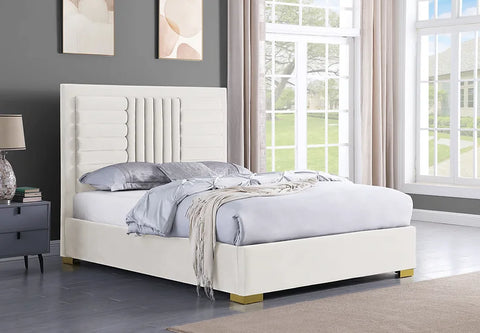 B820 ANITA IVORY PLATFORM BED AVAILABLE IN QUEEN AND KING SIZES