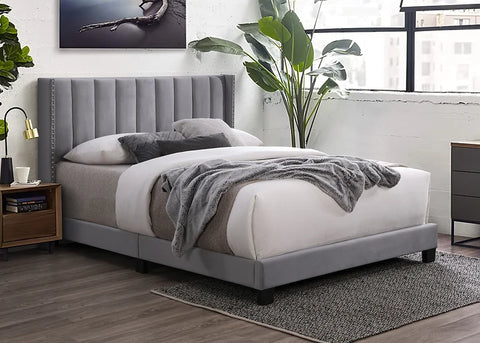 B9334 LOLA GREY PLATFORM BED AVAILABLE IN QUEEN AND KING SIZES