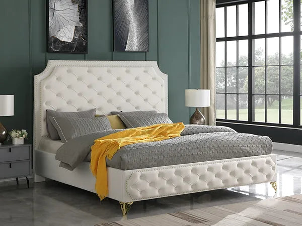 B830 Leilah Bed Frame Available in Cream, Grey and Blue