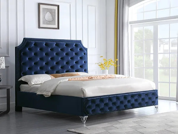 B830 Leilah Bed Frame Available in Cream, Grey and Blue