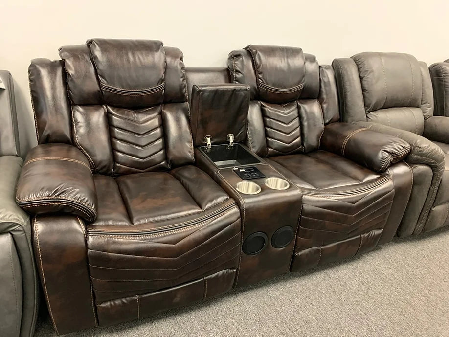 S2021 Lucky Charm 3 Piece Reclining Set Available in Brown and White