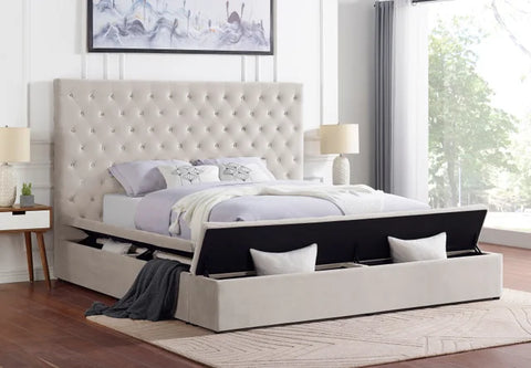 PARIS BEIGE PLATFORM BED AVAILABLE IN QUEEN AND KING SIZES