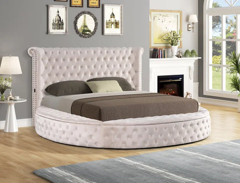 PENTHOUSE2 BEIGE PLATFORM BED AVAILABLE IN QUEEN AND KING SIZES