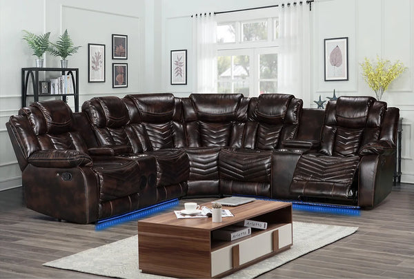 S2021 Lucky Charm Sectional Available in Black, Grey and Brown