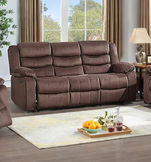 S8383 Miami Reclining 3 Pc Set available in Black and Brown PU and Brown Microfiber