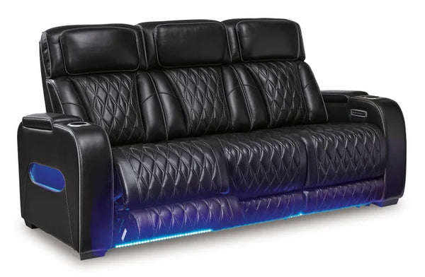 U271-06 Black Power Reclining Set with Genuine Leather + Air Massage