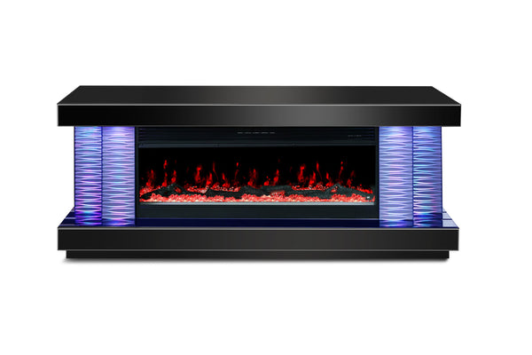 A89 TV STAND WITH FIREPLACE (BLACK)