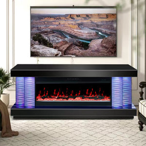 A89 TV STAND WITH FIREPLACE (BLACK)