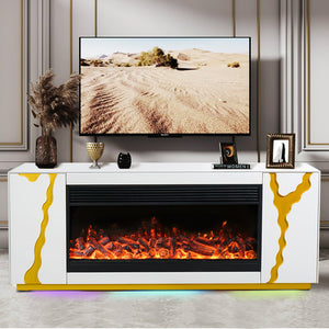 A904 TV STAND WITH FIREPLACE (WHITE)