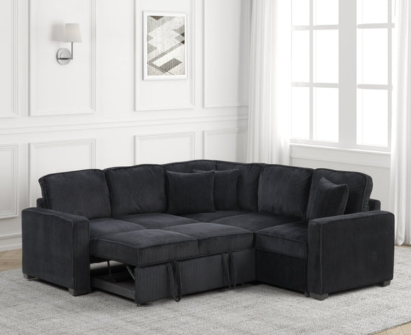 ARIEL BLACK SECTIONAL WITH PULL-OUT BED