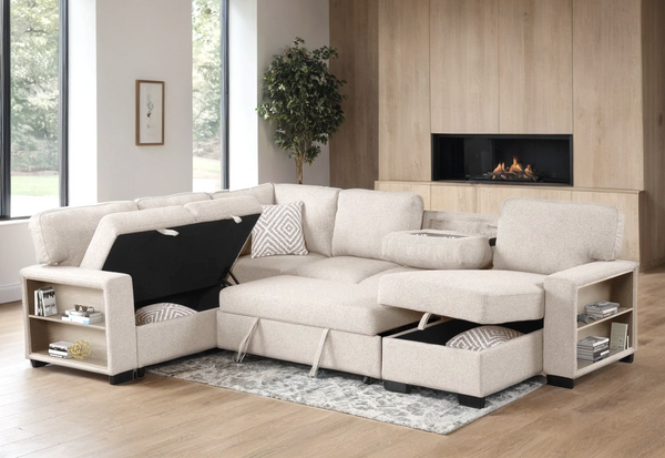 ATLANTIC BEIGE SECTIONAL WITH PULL-OUT BED