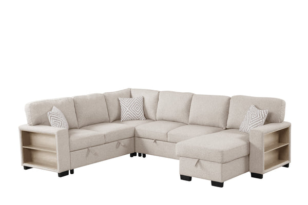 ATLANTIC BEIGE SECTIONAL WITH PULL-OUT BED