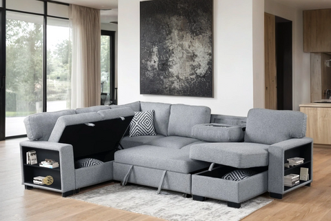 ATLANTIC GREY SECTIONAL WITH PULL-OUT BED