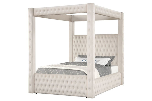 CASTLE CREAM PLATFORM BED AVAILABLE IN QUEEN AND KING SIZES