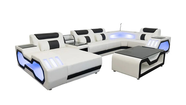 MI-9916 MATRIX WHITE SECTIONAL WITH COFFEE TABLE AND TV STAND