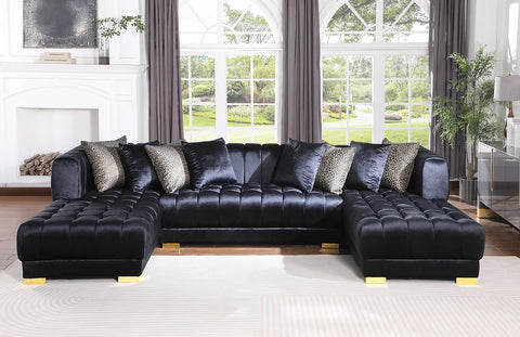 S8155 DASHA BLACK VELVET SECTIONAL