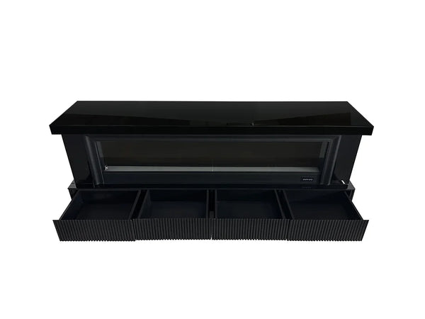 A-F03 PEBBLE BLACK TV STAND WITH LED, BLUETOOTH AND FIREPLACE