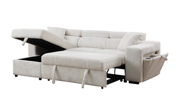 S8977 BONATERRA BEIGE REVERSIBLE SECTIONAL WITH PULLOUT BED