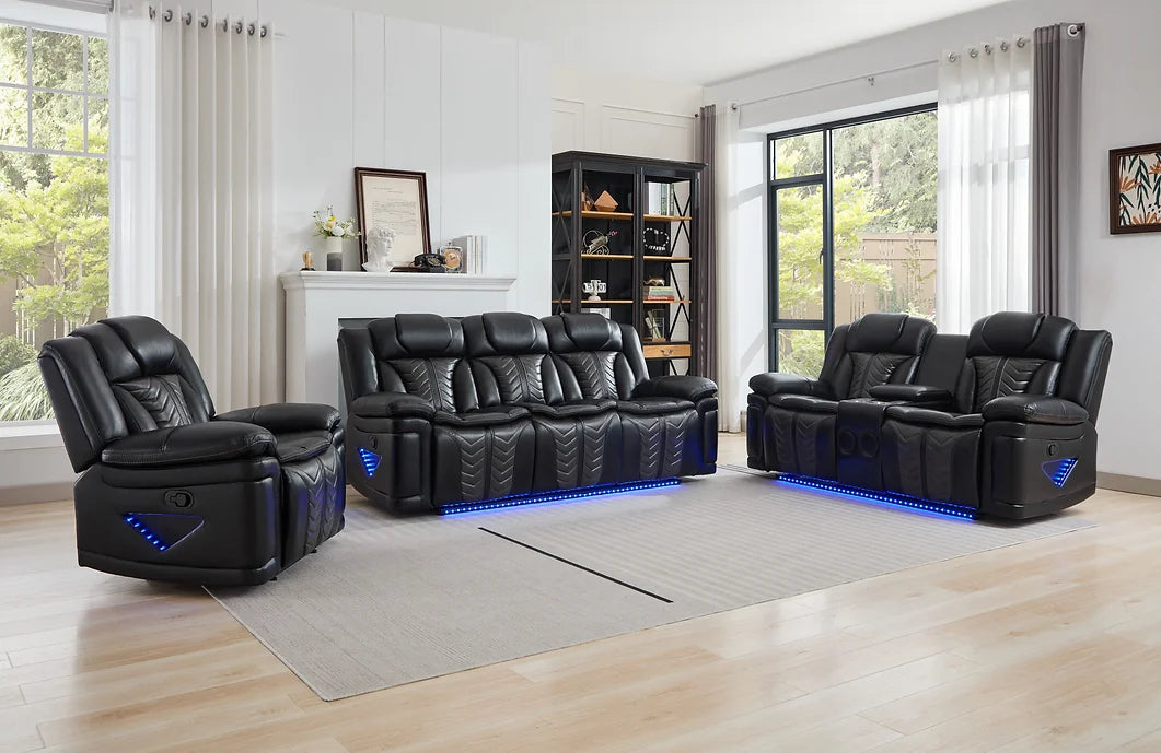 S2024 PRIME TIME 2 PC BLACK RECLINING  SET