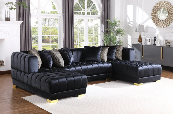 S8155 DASHA BLACK VELVET SECTIONAL