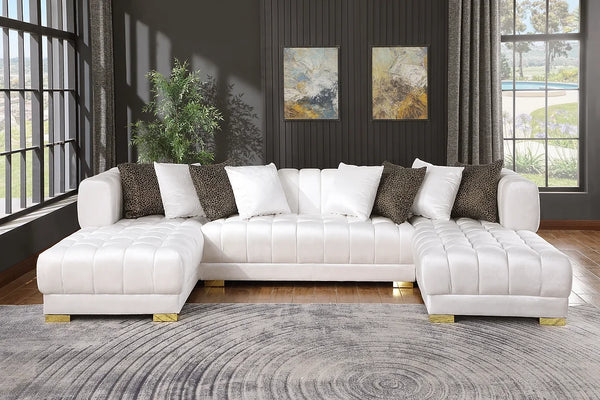 S8155 DASHA WHITE VELVET SECTIONAL