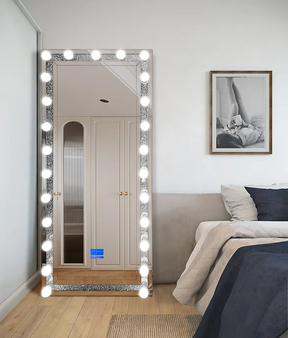 A-FM03 HOLLYWOOD FLOOR MIRROR WITH LED LIGHTS AND BLUETOOTH