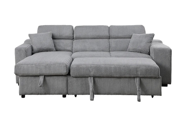 S8977 BONATERRA GREY REVERSIBLE SECTIONAL WITH PULLOUT BED